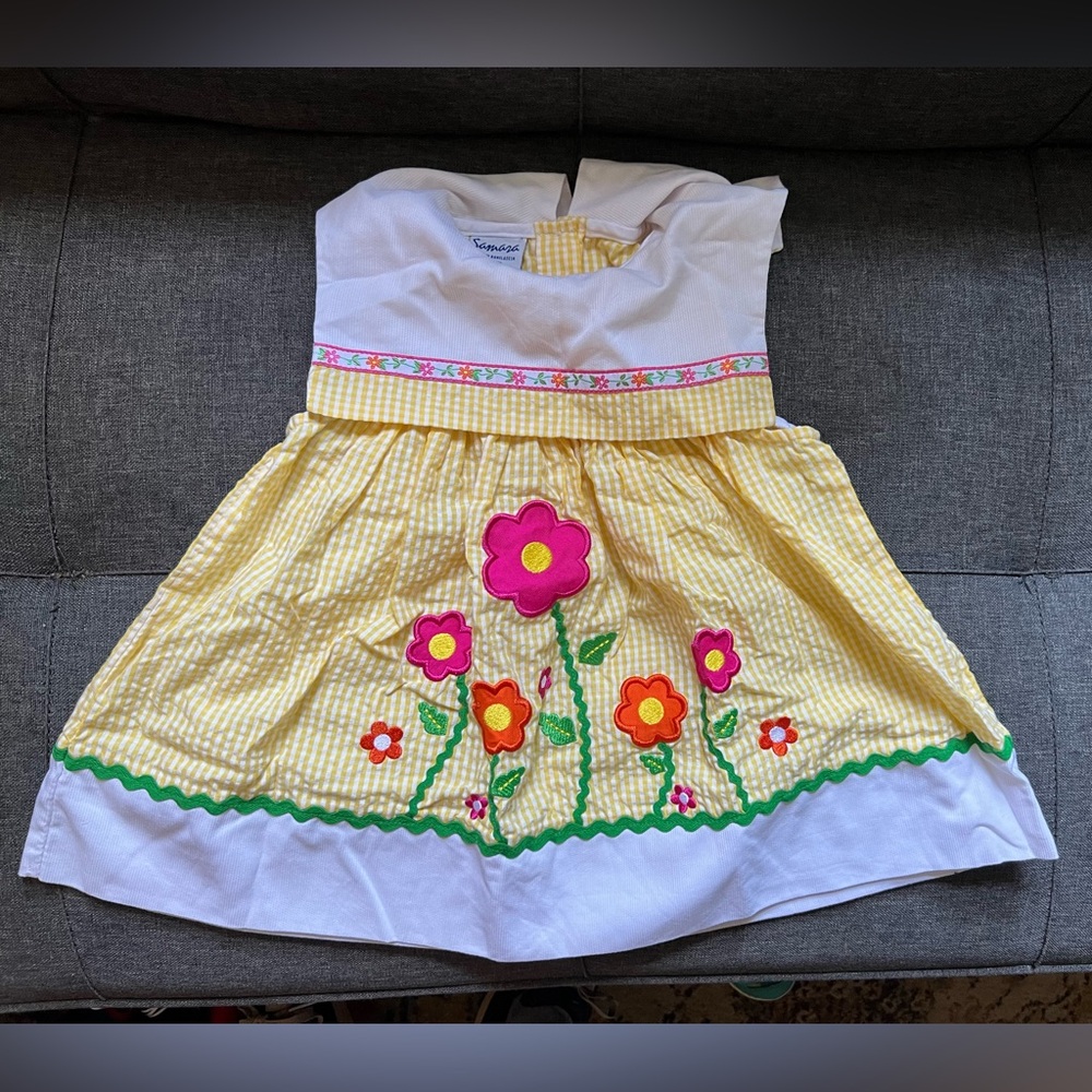 Charming Floral Kids Dress in Yellow and White